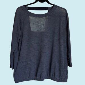 Athleta Clarity Top Medium Gray Open Back Semi-Sheer Yoga Pilates Athleisure